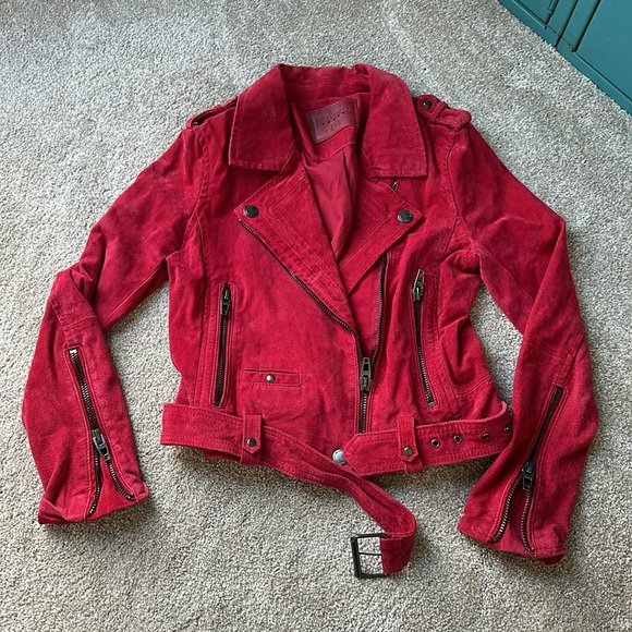 BLANKnyc red suede moto jacket Anthropologie - Picture 4 of 7